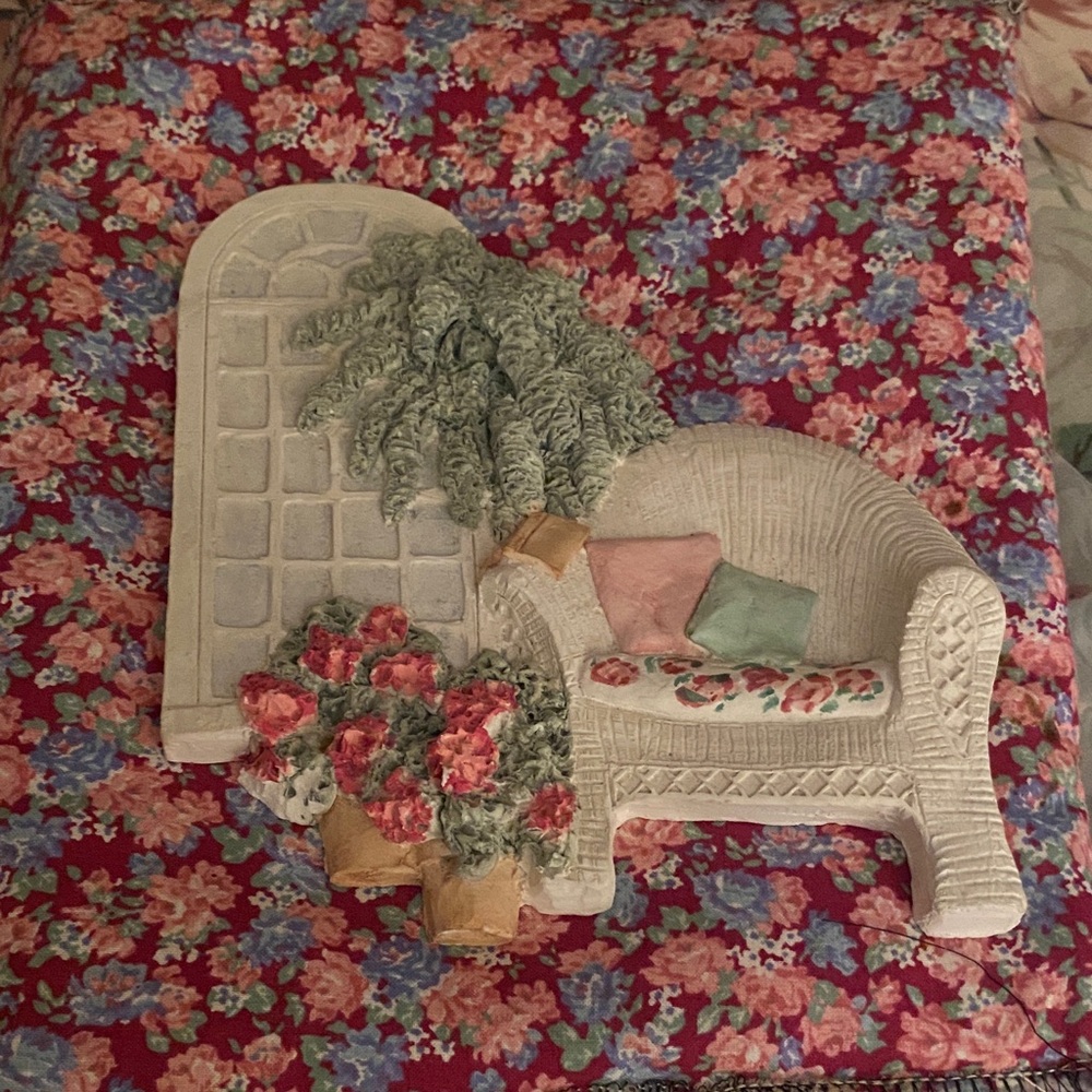 Floral Wall Decor with Wicker Chair Design